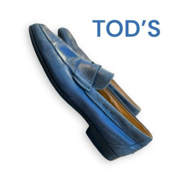Tod’s Men’s Gommino Driving Shoes in Blue Leather. Made In Italy. Sz 11 / 45 main image 5